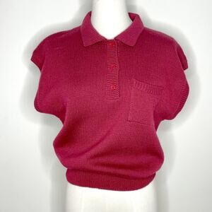 Vintage Wool Polo Sweater Medium 90s Quiet Luxury Capsule Parisian NWT Deadstock